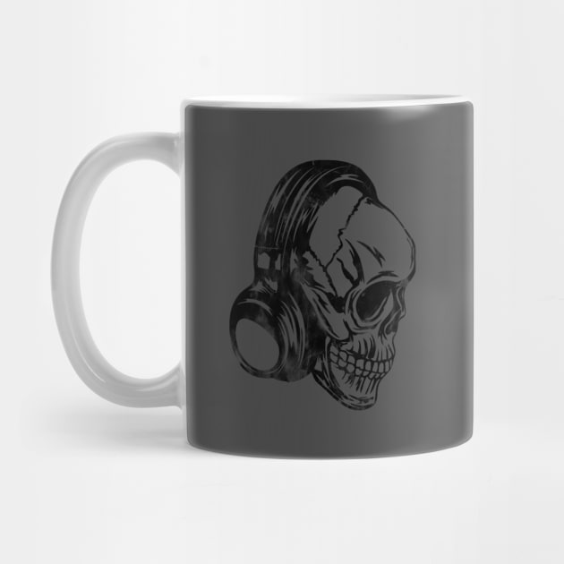 Skull Headphones Distressed by NineBlack